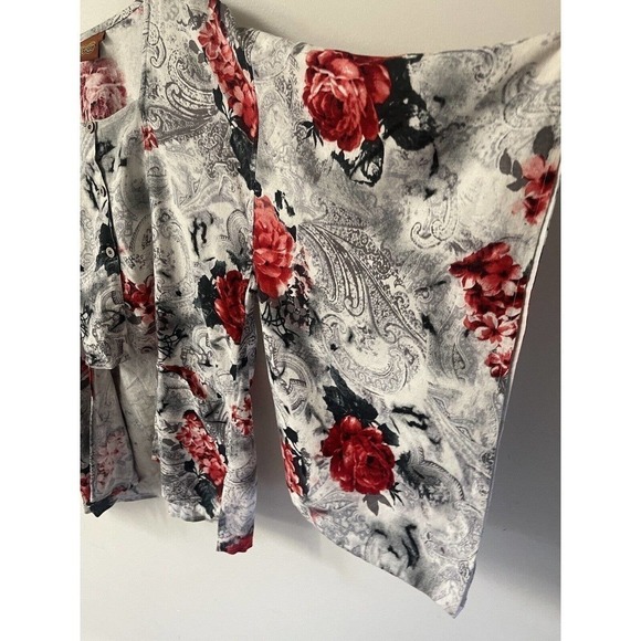 Terracotta Womens Floral Button Kimono Boho Tunic Linen Viscose Size 4 Shirt - Picture 2 of 13